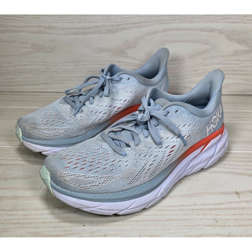 Hoka One One Clifton 8 Womens‎ Running Shoes Blue Athletic Sneakers Size 9B